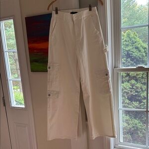NWT Forever 21 off white, wide leg carpenter pants.